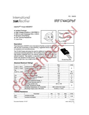 IRFI744GPBF datasheet  